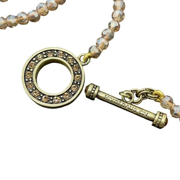 Heidi Daus Necklace Staying In Line Beaded Golden Faceted Multi Color Crystal - Picture 11 of 14